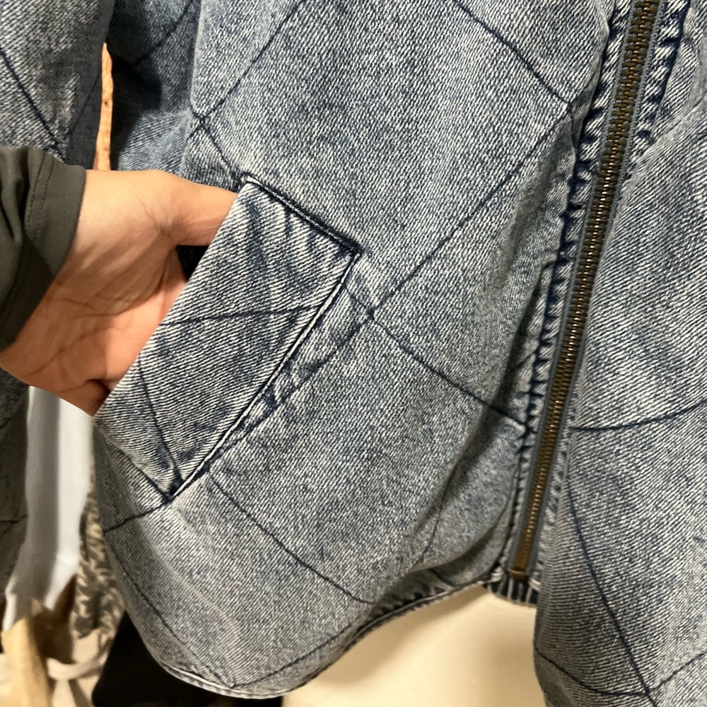 BY TOGETHER 100% Cotton Oversized Zip Up Jean Jacket - Picture 7 of 8